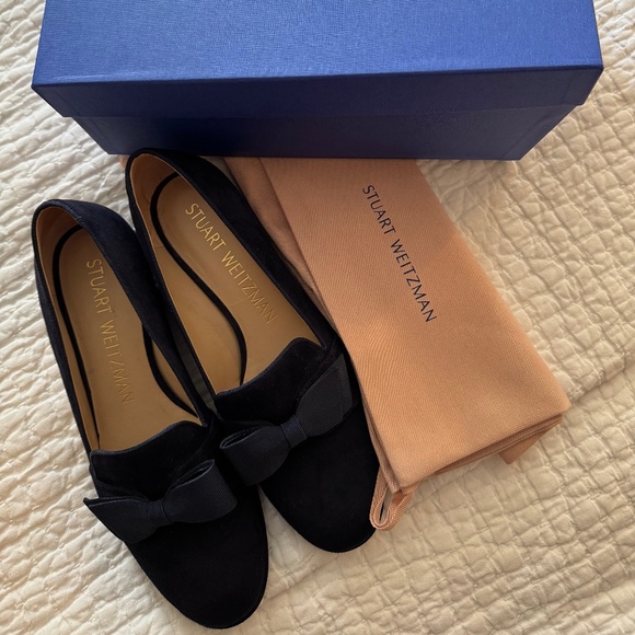 Stuart Weitzman Keegan Bow Loafers Size 8.5/39 (run large) - Picture 1 of 5